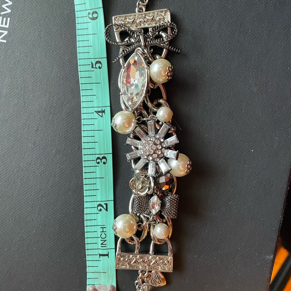 Betsy Johnson Elegant Silver, Crystal and Pearl Women's Bracelet